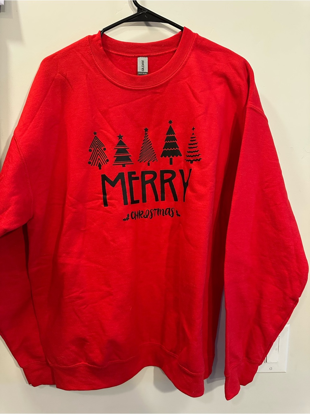 Red Merry Christmas Graphic Sweatshirt -Gildan